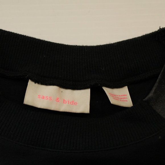 Sass & Bide Perforated Leather Sleeves Top Black Size XXS - Picture 7 of 8